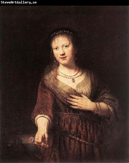 Rembrandt van rijn Portrait of Saskia with a Flower